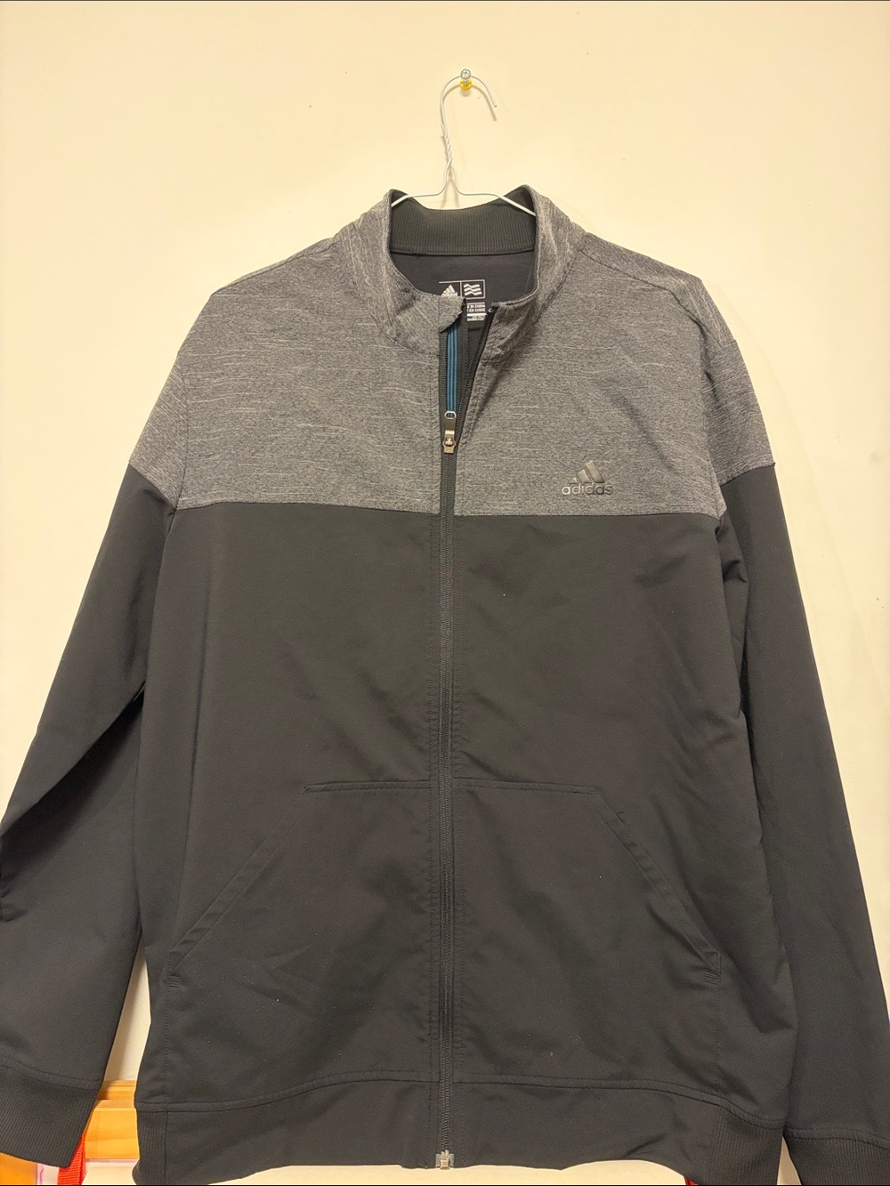 adidas Men's Black and Gray Lightweight Full-Zip Jacket